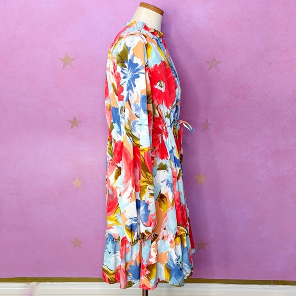 Jodifl Dress Women’s Large Colorful Bright Long Sleeves Boho Poet Feminine Girly - Picture 4 of 10